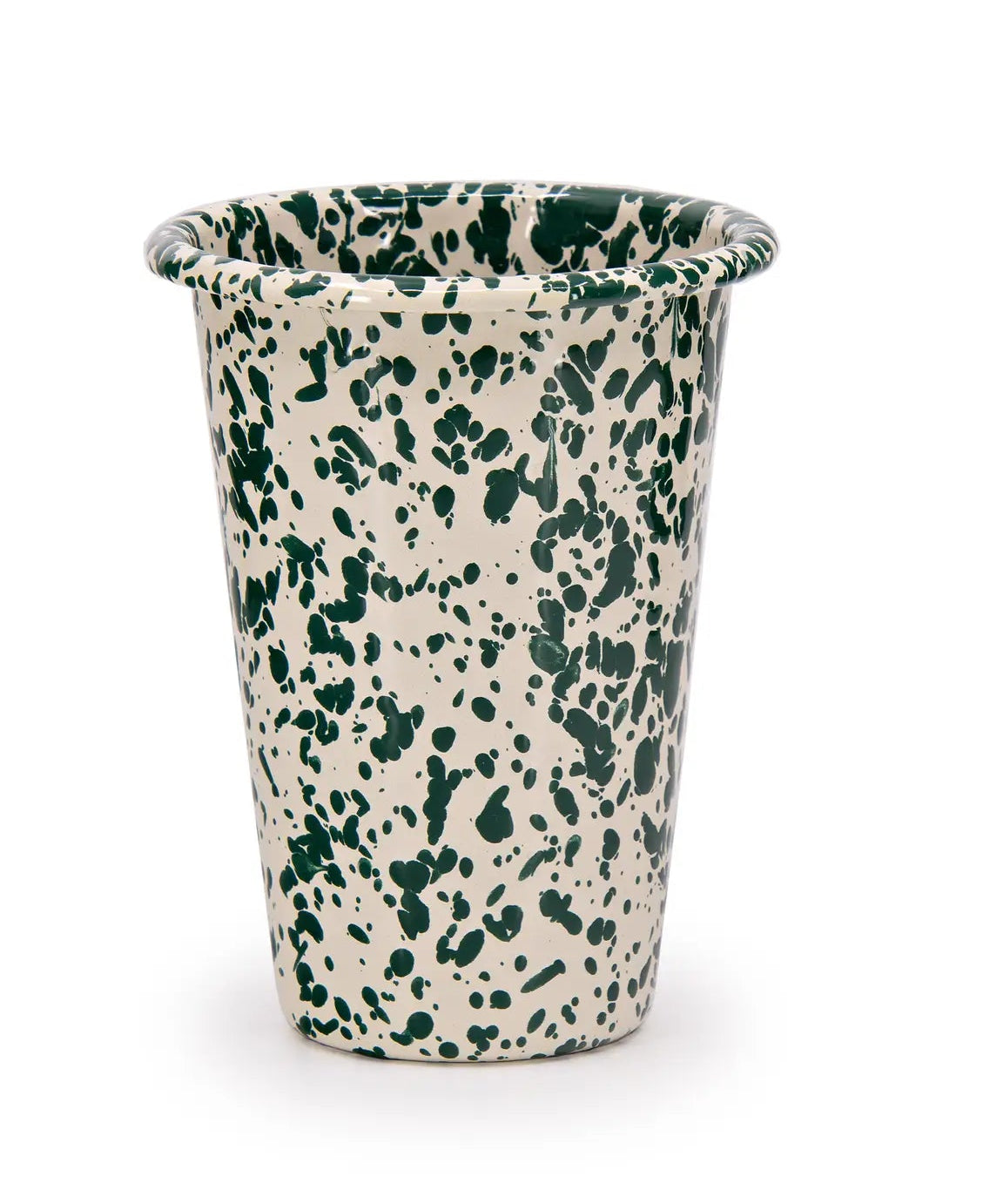 Crow Canyon Home splatter enamelware tumbler, green and yellow options, 14oz