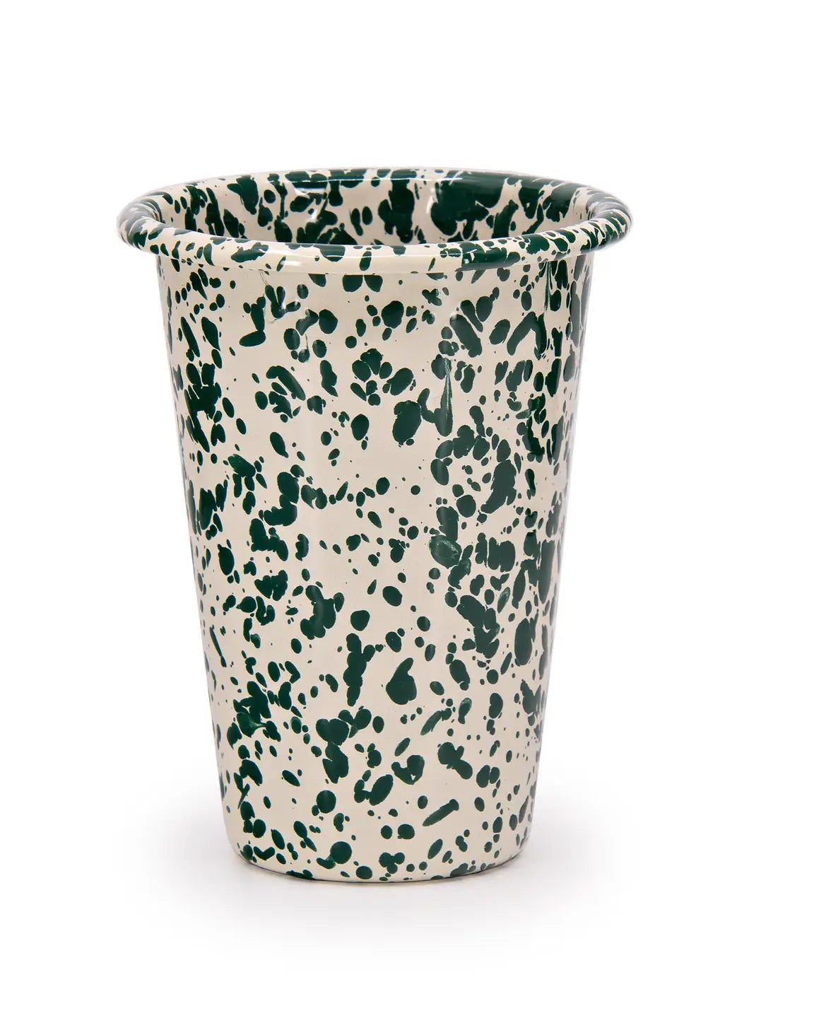 Crow Canyon Home splatter enamelware tumbler, green and yellow options, 14oz