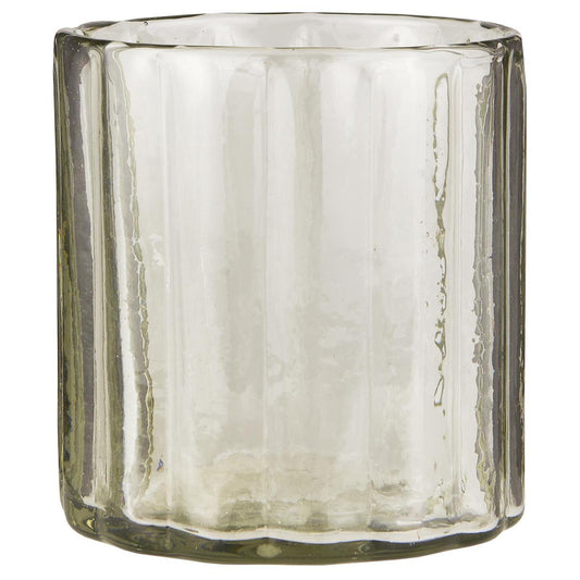 Hand Blown Glass Vase with Wide Grooves