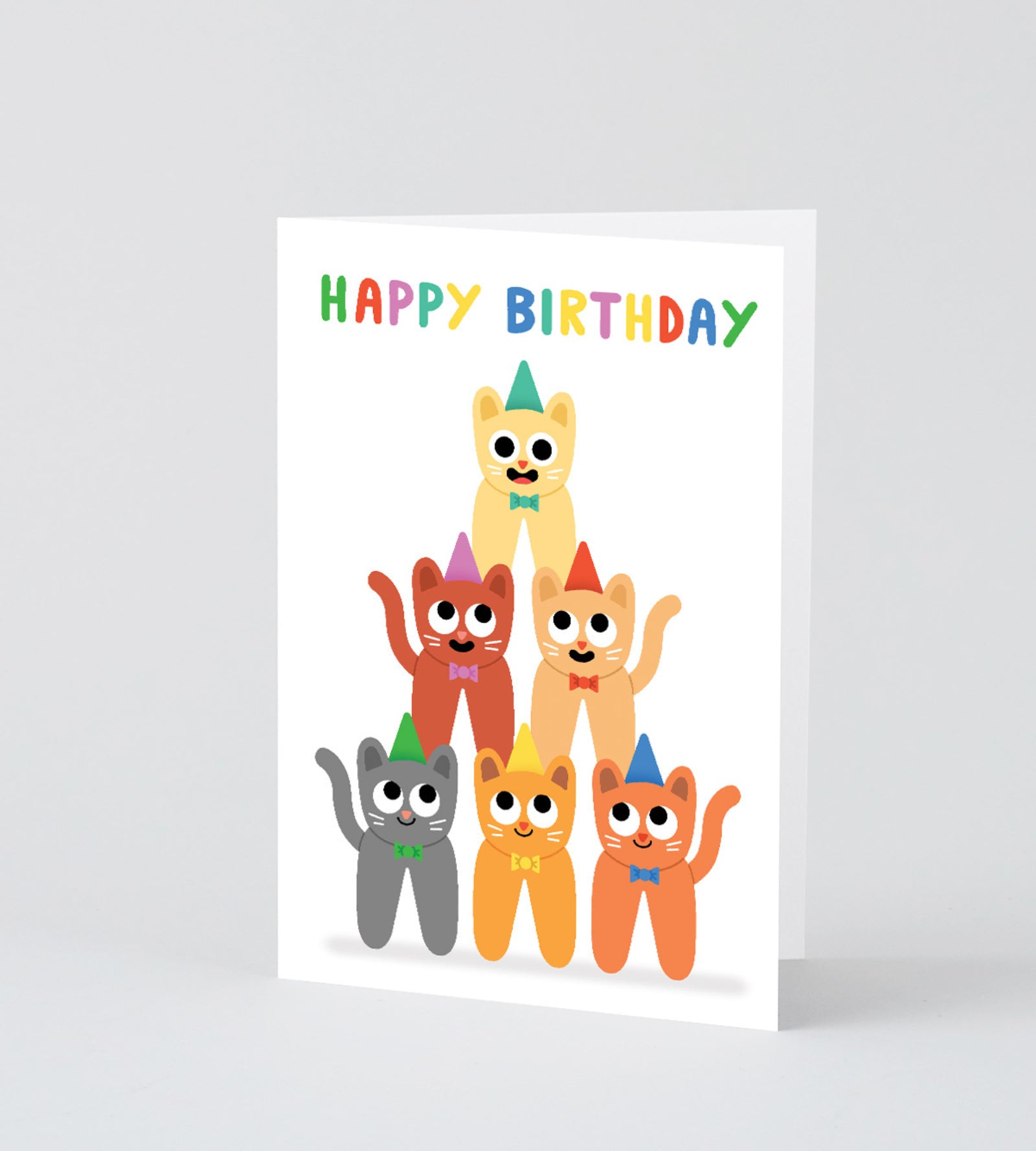"Happy Birthday" Cat Stack Greetings Card