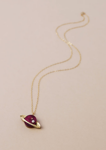 Saturn Necklace in Cherry