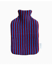 Lambswool Hot Water Bottle | Bright Blue & Burgundy Bold Stripe