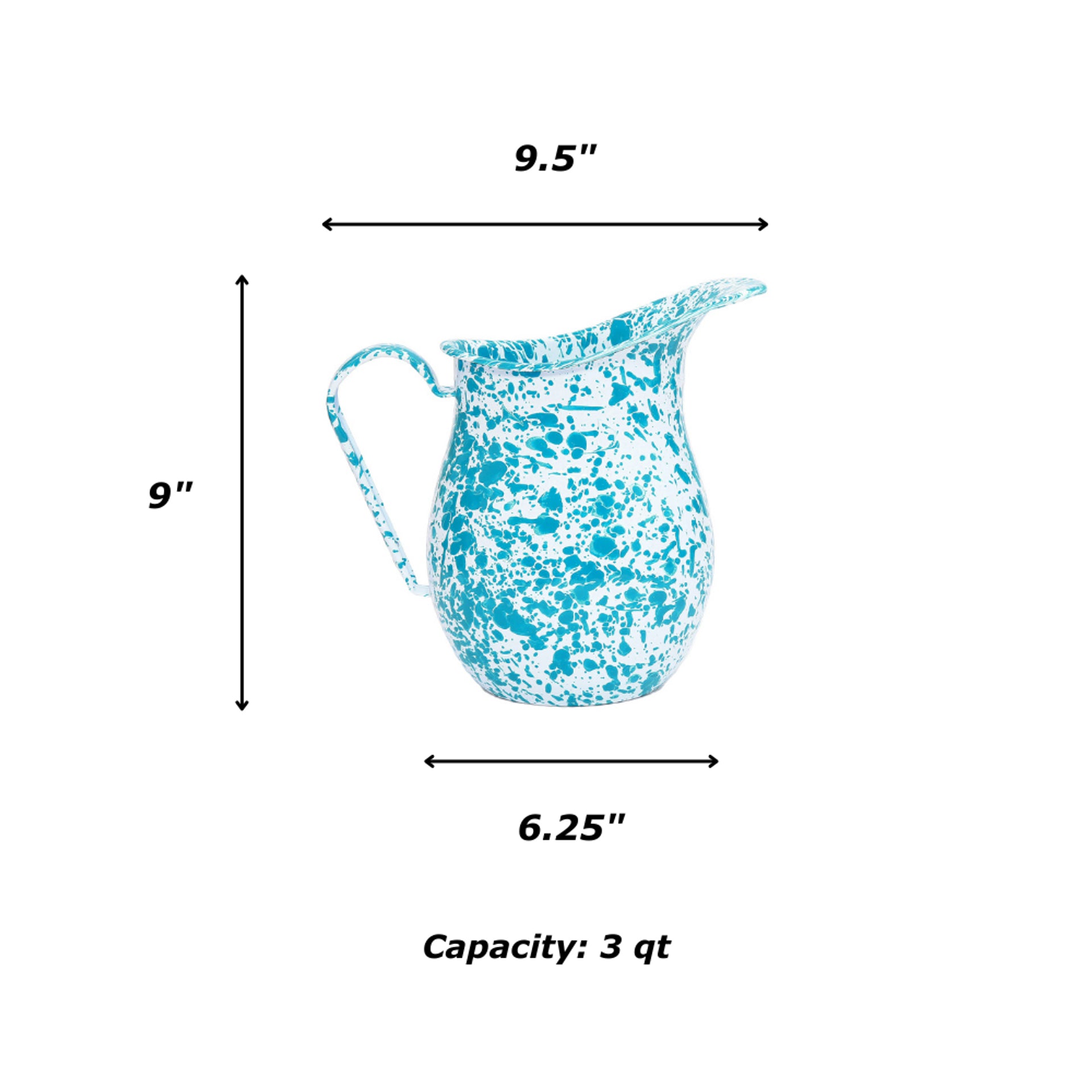 Crow Canyon Home splatter enamelware large pitcher, green
