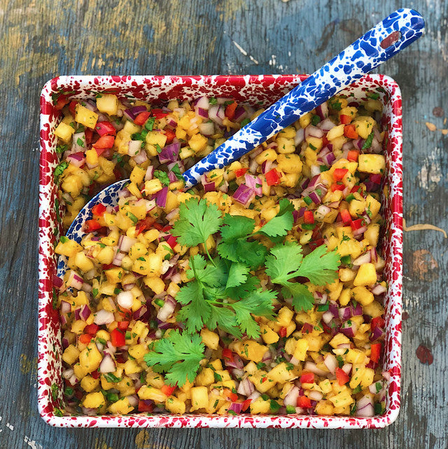 Splatter Enamelware Large Slotted Spoon