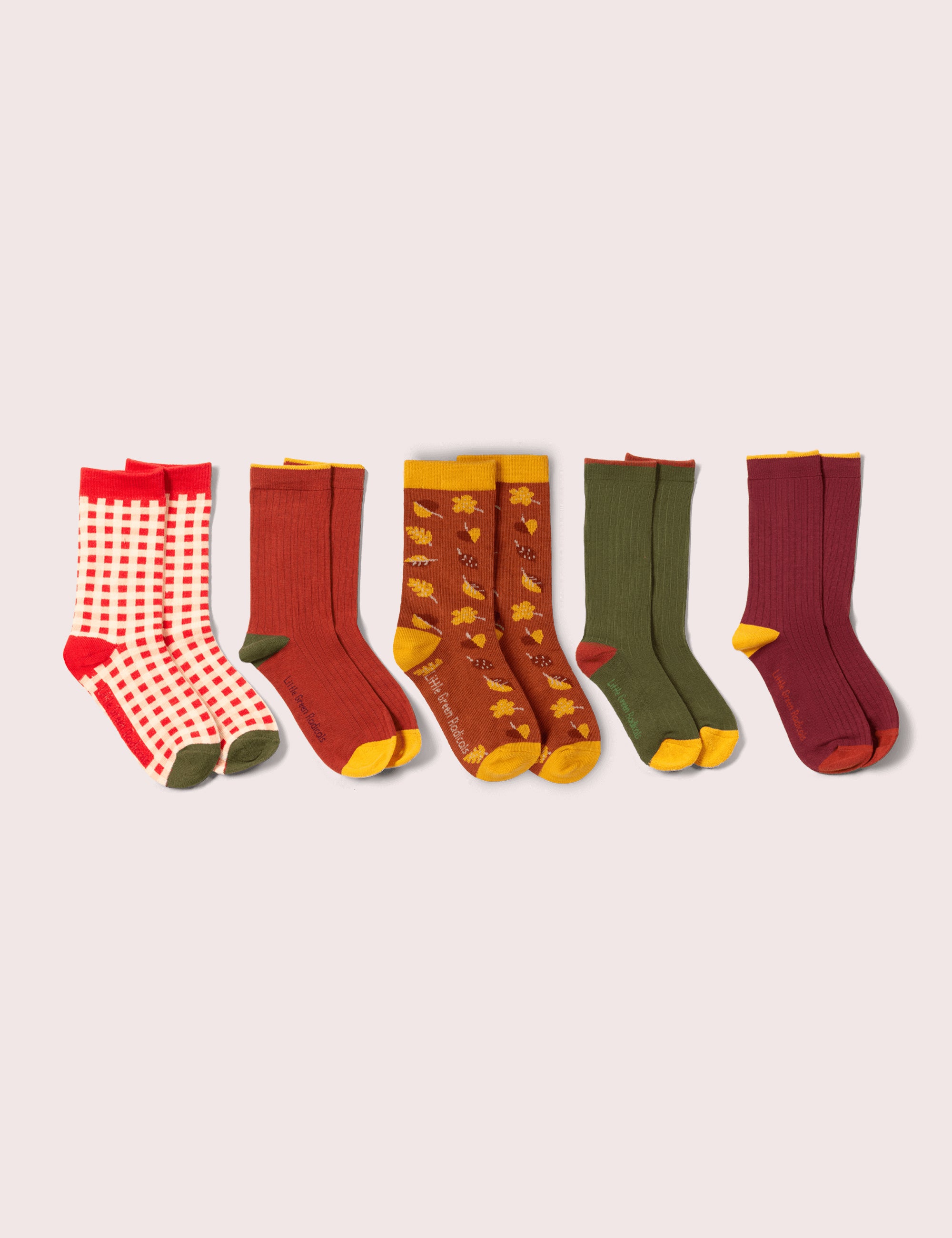 Golden Leaves Ankle Socks | 5 Pack