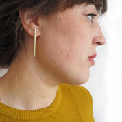 Liviana Large Brass Circle and Bar Stud Earrings