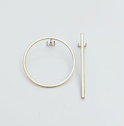 Liviana Large Brass Circle and Bar Stud Earrings