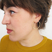 Liviana Large Brass Circle and Bar Stud Earrings