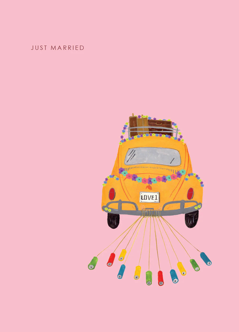 Love Bug "Just Married" Wedding Card