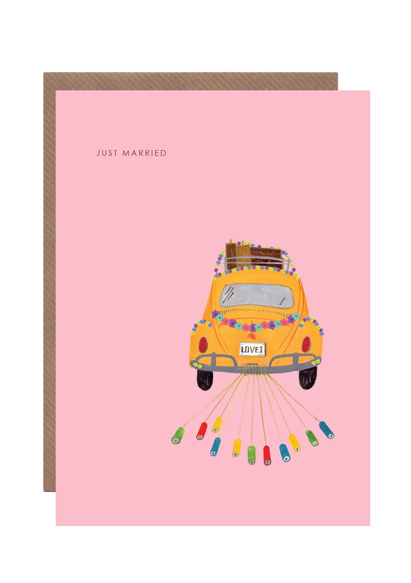 Love Bug "Just Married" Wedding Card