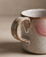 Egg Back Home Mug, pink and neutral toned mug on light neutral background 