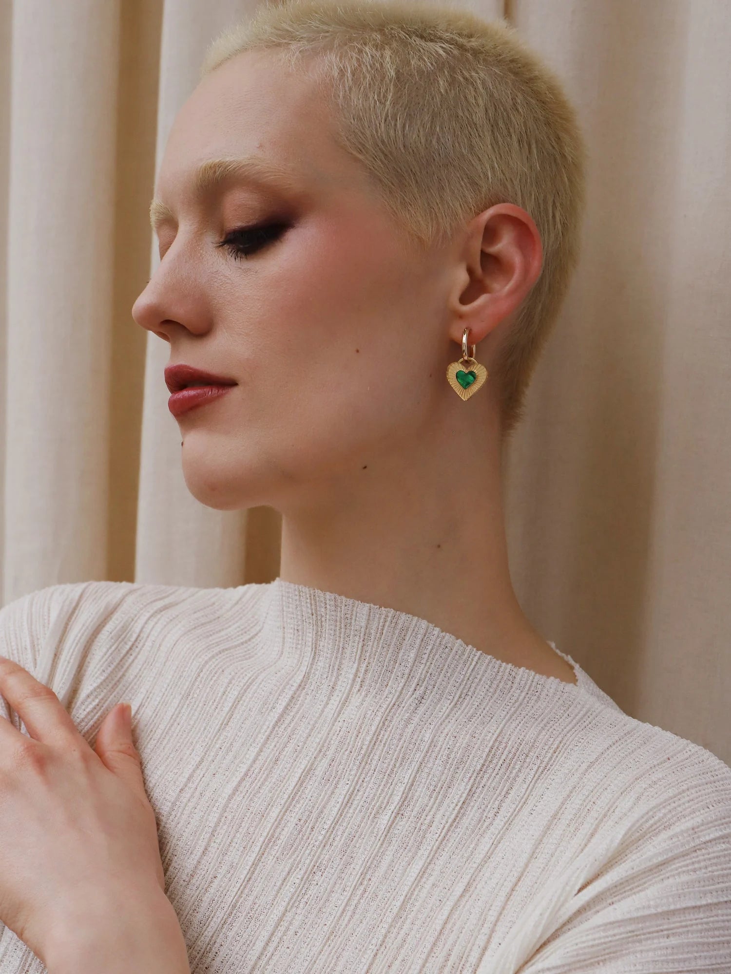 Mini Lyra Hoops in Emerald Mother of Pearl