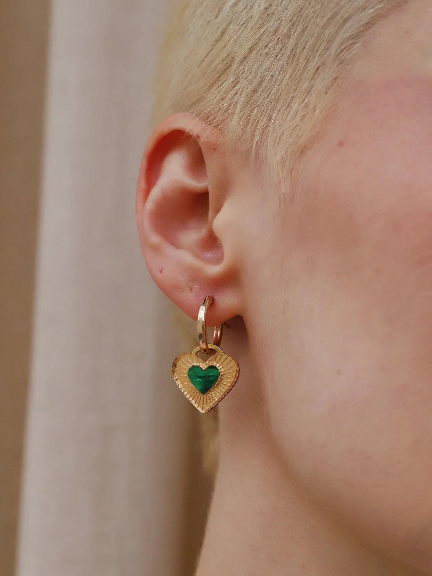 Mini Lyra Hoops in Emerald Mother of Pearl