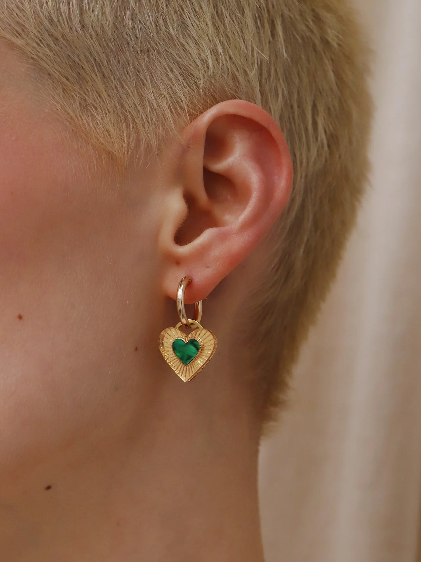 Mini Lyra Hoops in Emerald Mother of Pearl