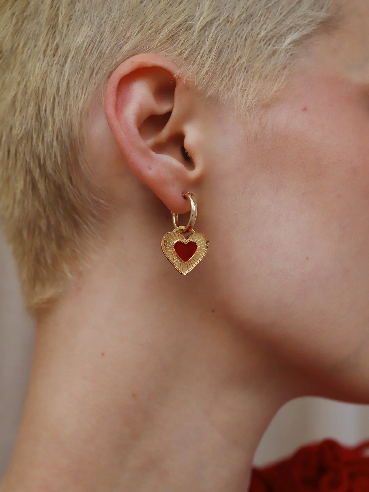 Mini Lyra Hoops in Red