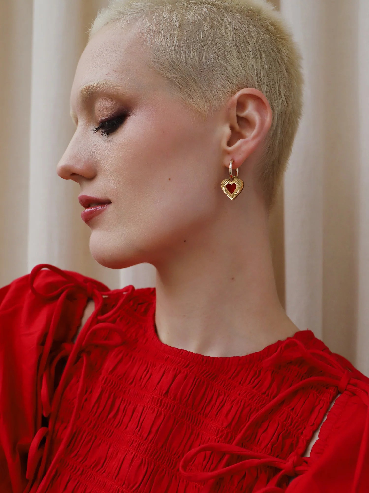 Mini Lyra Hoops in Red