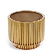 Ridged Plant Pot | Mustard / Green | Ø13cm