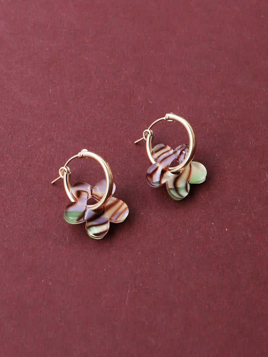 The Every Space Nina II Hoops in gold and acrylic by Wolf & Moon
