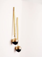 Brass and Bold Earrings | Nucleo, Brass Bar and Cup, Blue Tiger Eye