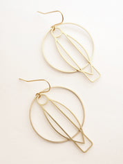 Brass and Bold Ring Earrings | Nucleo, Brass Art Deco Motif