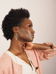 Brass and Bold Ring Earrings | Nucleo, Brass Art Deco Motif