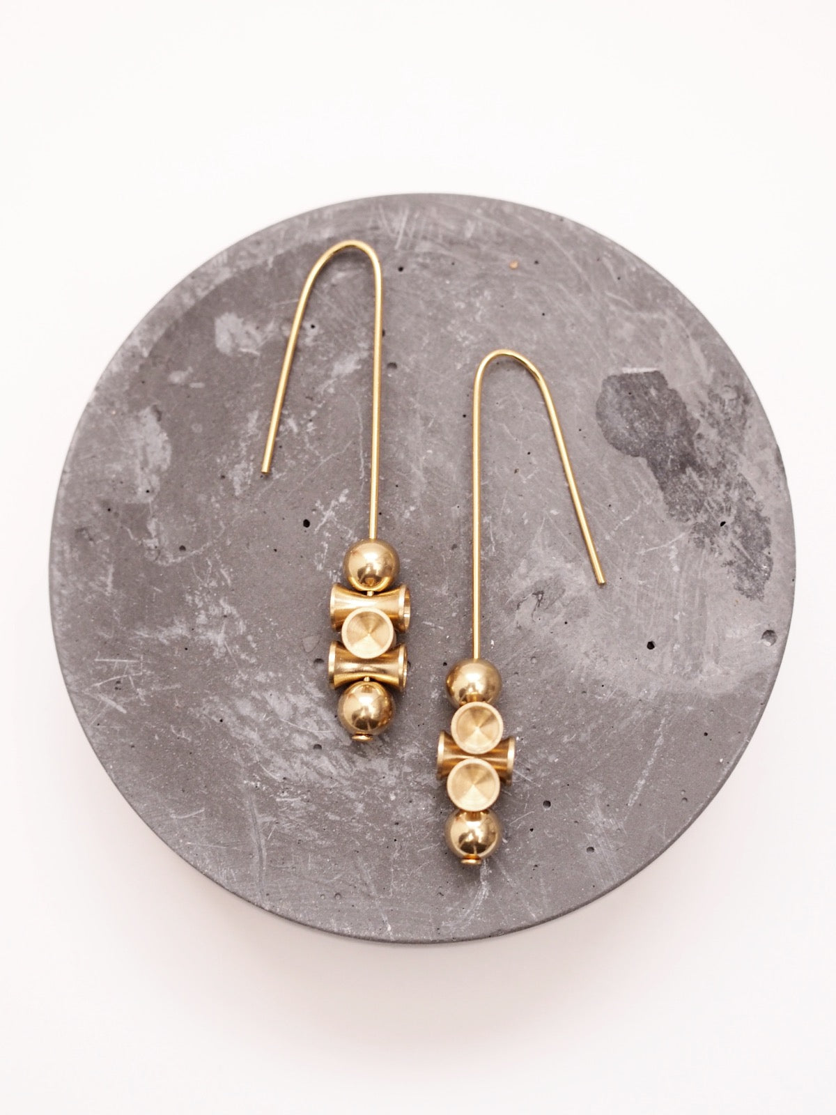 Brass and Bold Earrings | Nucleo, Brass Diabolo and Ball Stack
