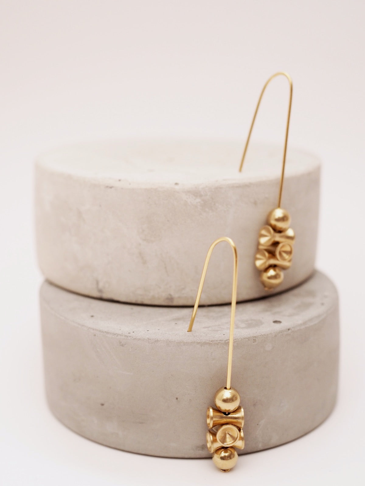 Brass and Bold Earrings | Nucleo, Brass Diabolo and Ball Stack