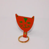 Cat Head Keyring | Leather