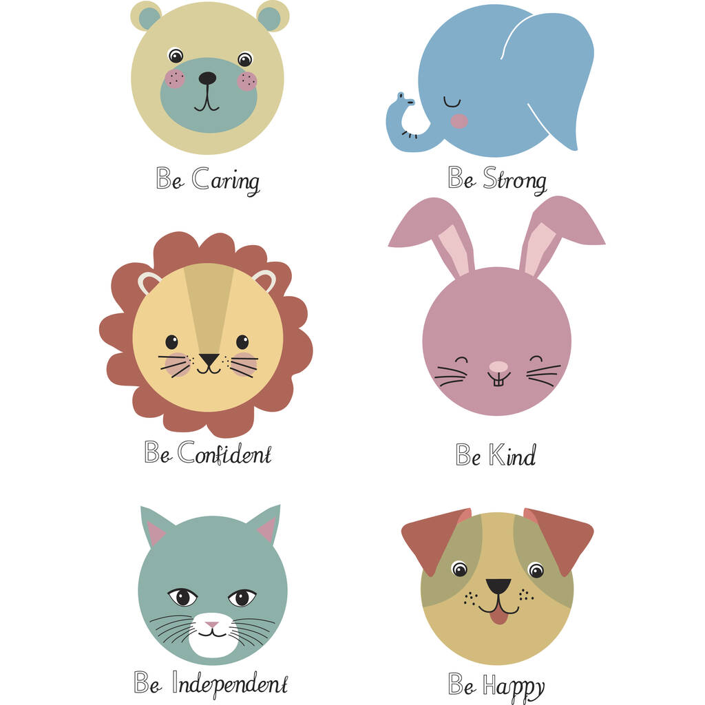 4 Colourful Animal Personality Print