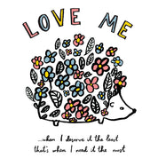 D Love Me Floral Hedgehog Print