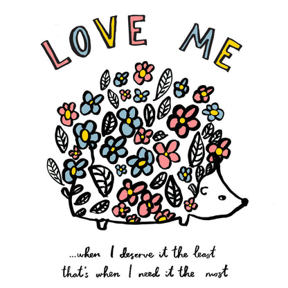 Love Me Floral Hedgehog Print