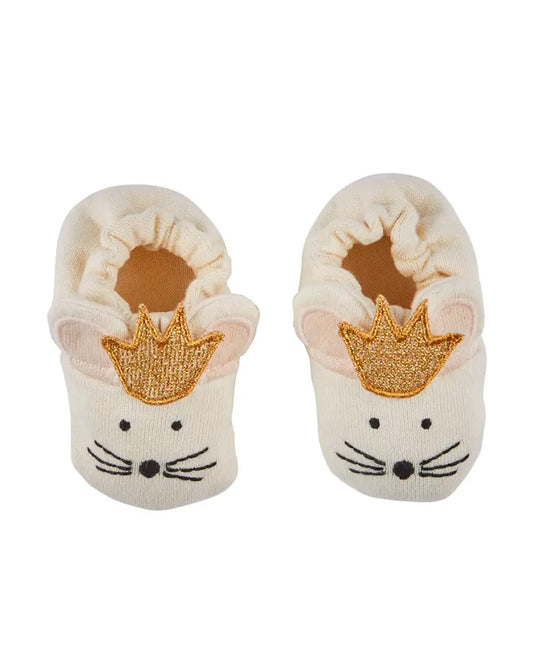 Party Mouse Baby Booties with Gold Crown