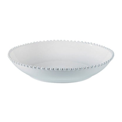 The Every Space white, large 34cm fine stoneware serving bowl with pearl style beaded edging detail by Costa Nova