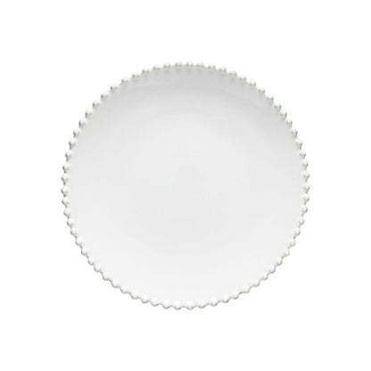 The Every Space 28cm, white, fine stoneware dinner plate with pearl style beaded edging detail, by Costa Nova