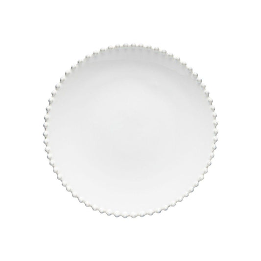 The Every Space 28cm, white, fine stoneware dinner plate with pearl style beaded edging detail, by Costa Nova