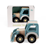 Wooden Push Along Toy | Digger Truck Blue