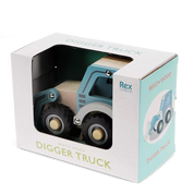 Wooden Push Along Toy | Digger Truck Blue