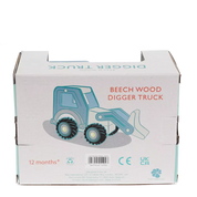 Wooden Push Along Toy | Digger Truck Blue
