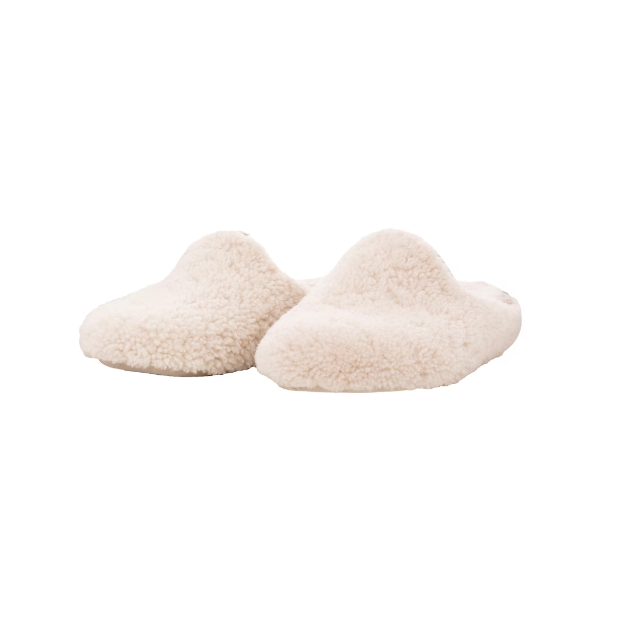 The Every Space genuine sheepskin Rosie slippers in creme, and lined with wool, by Shepherd of Sweden