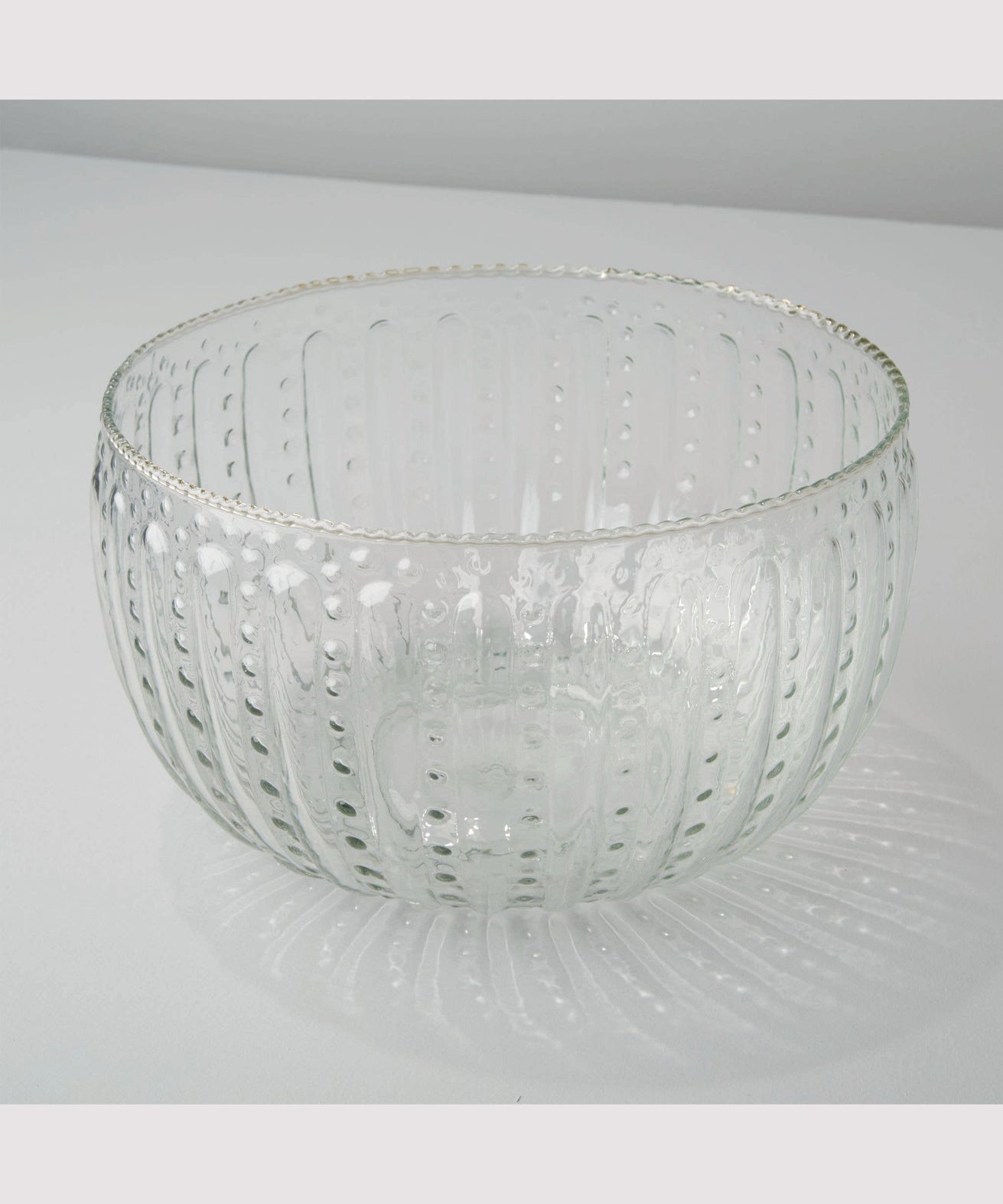 Be Home Ruffle Glass Lines large bowl, clear glass with ruffled edge