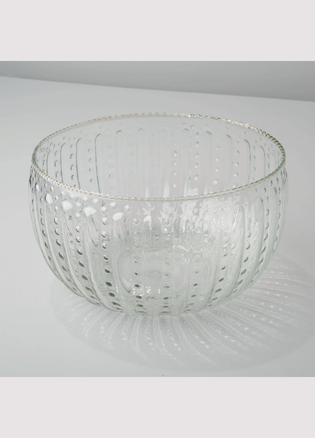 Be Home Ruffle Glass Lines large bowl, clear glass with ruffled edge