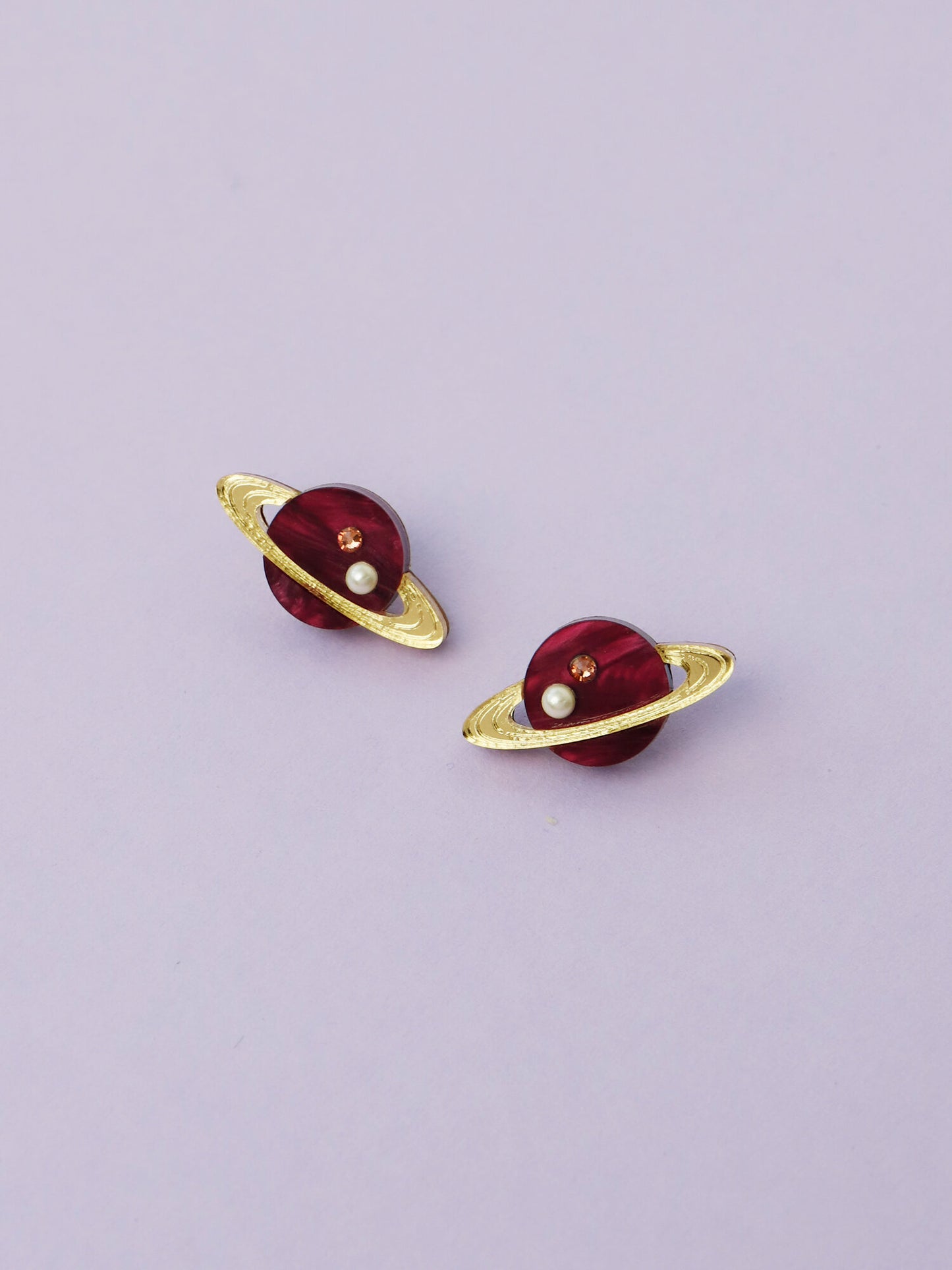 Saturn Stud Earrings in Cherry