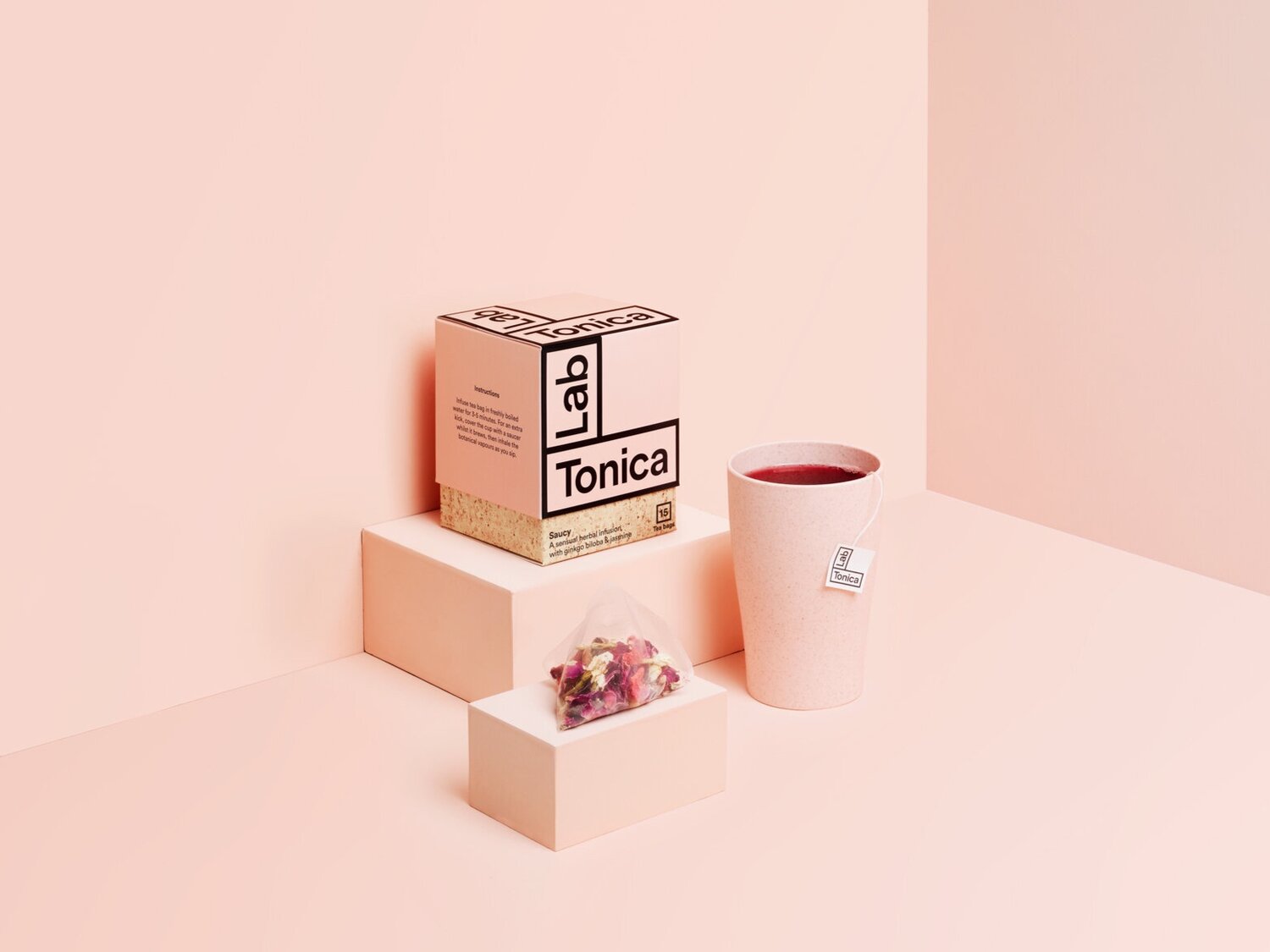 The Every Space 15 biodegradable Saucy herbal tea bags Infused with Gingko Biloba & Jasmine by Lab Tonica
