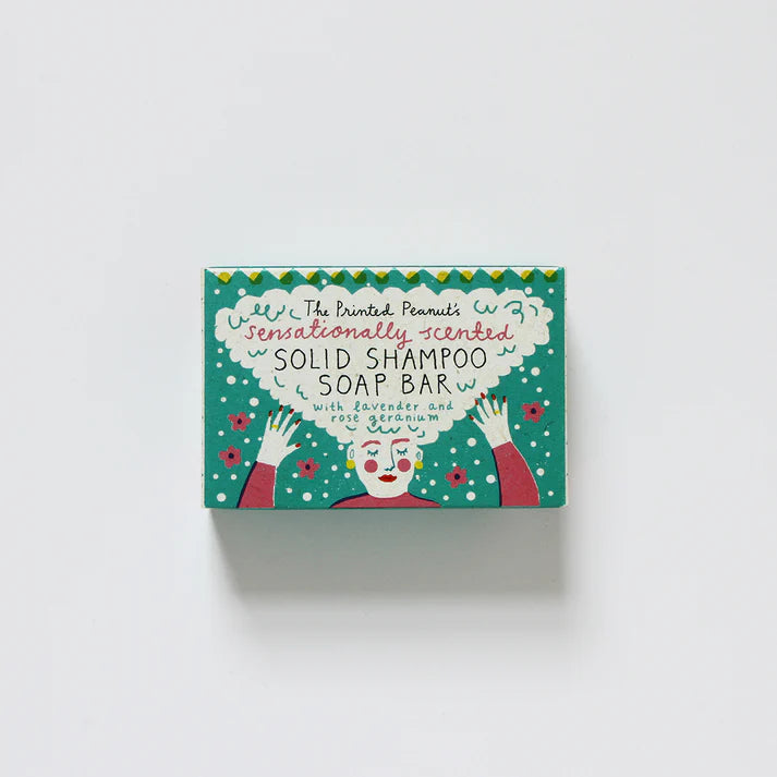 The Every Space sensationally scented Solid Shampoo Soap bar with lavender and rose geranium by The Printed Peanut