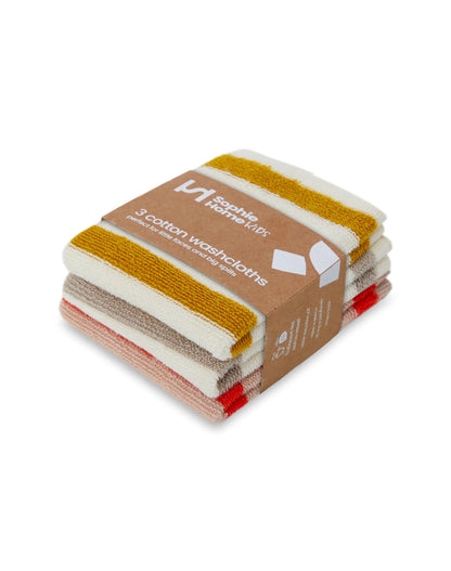 Resusable & Eco-Friendly Terry Washcloths in Striped Citrus