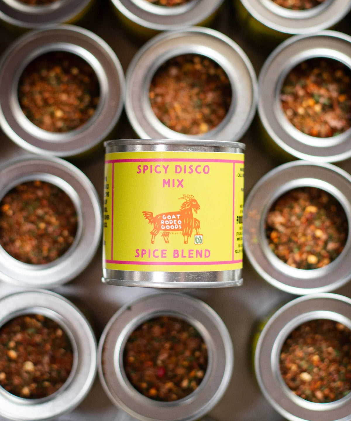 Goat Rodeo Goods Spicy Disco Mix, tin of mixed spice blend