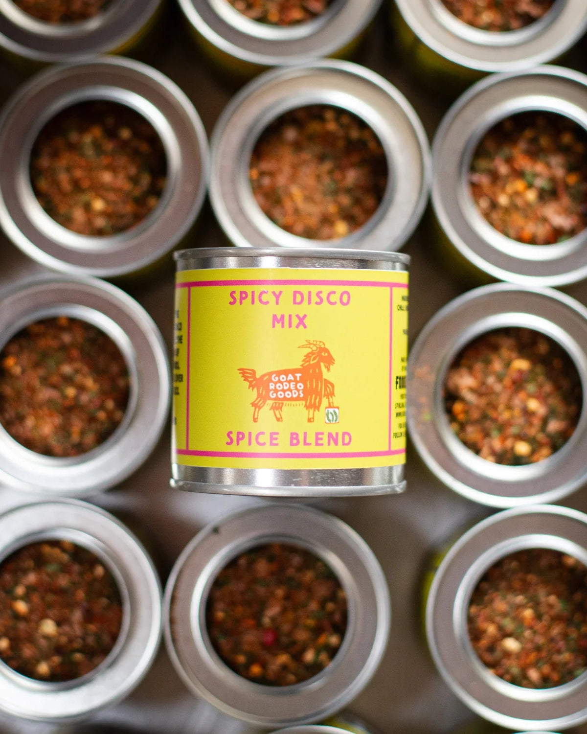 Goat Rodeo Goods Spicy Disco Mix, tin of mixed spice blend