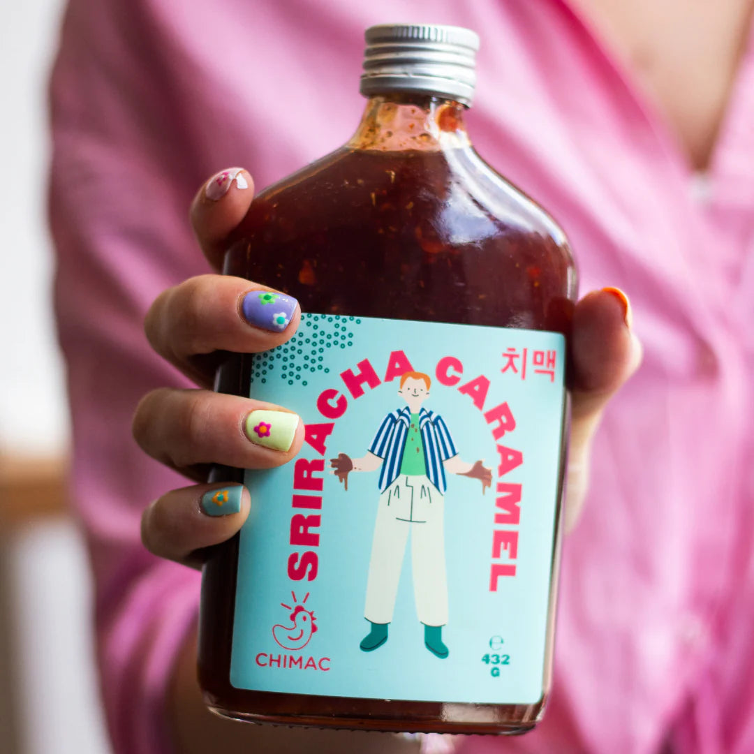 Chimac sriracha caramel sauce, 350ml bottle
