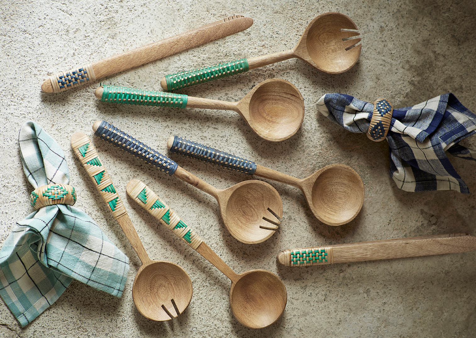 Wooden Cane Salad Set