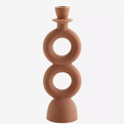 Stoneware Candle Holder in Brick